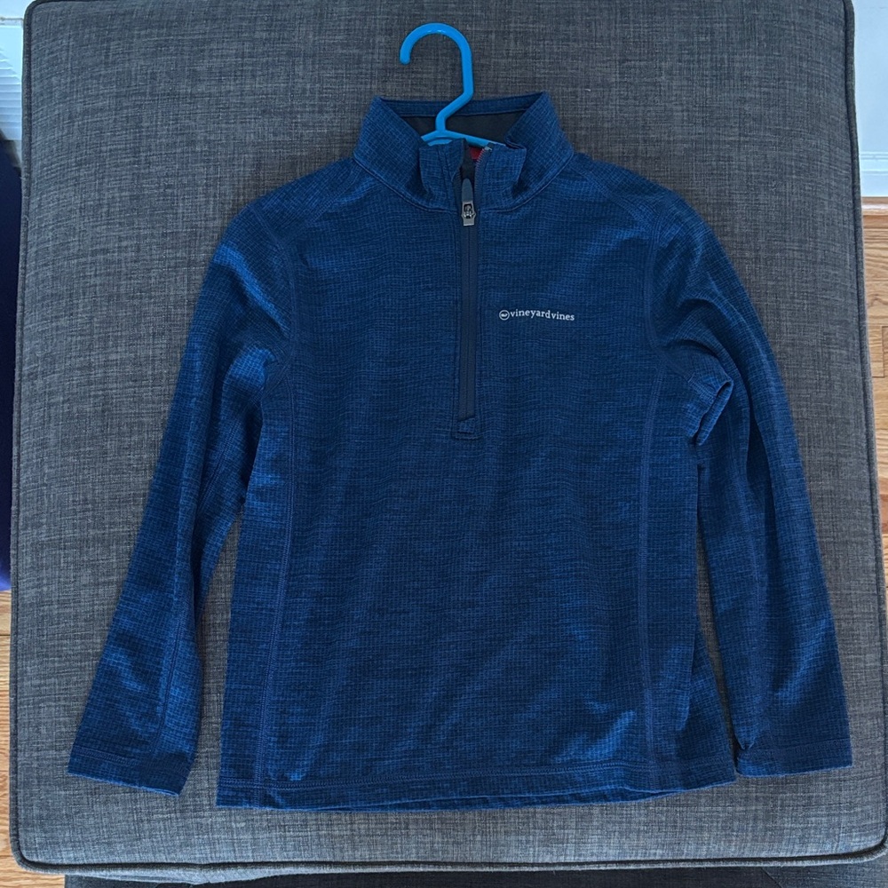 Vineyard Vines On-The-Go Sankaty Boys Navy Blue Heathered Quarter-Zip Pullover